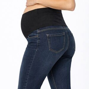 Liz Lange Dark Blue Maternity Jeggings with Black Overband Size XL